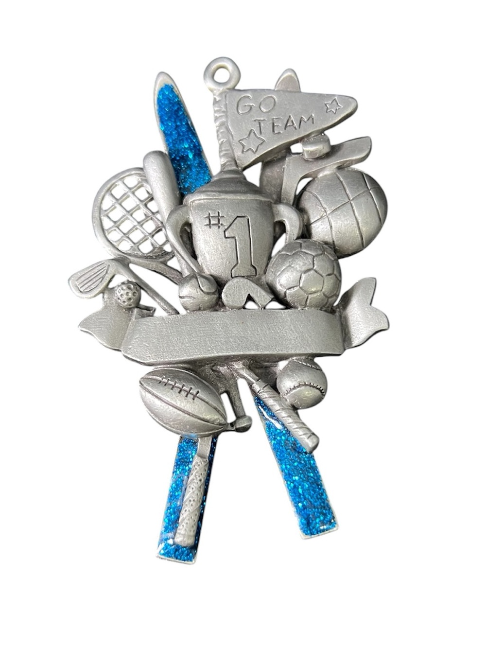 Gloria Duchin Genuine Pewter "Go Team" Sports 2003 Christmas Ornament